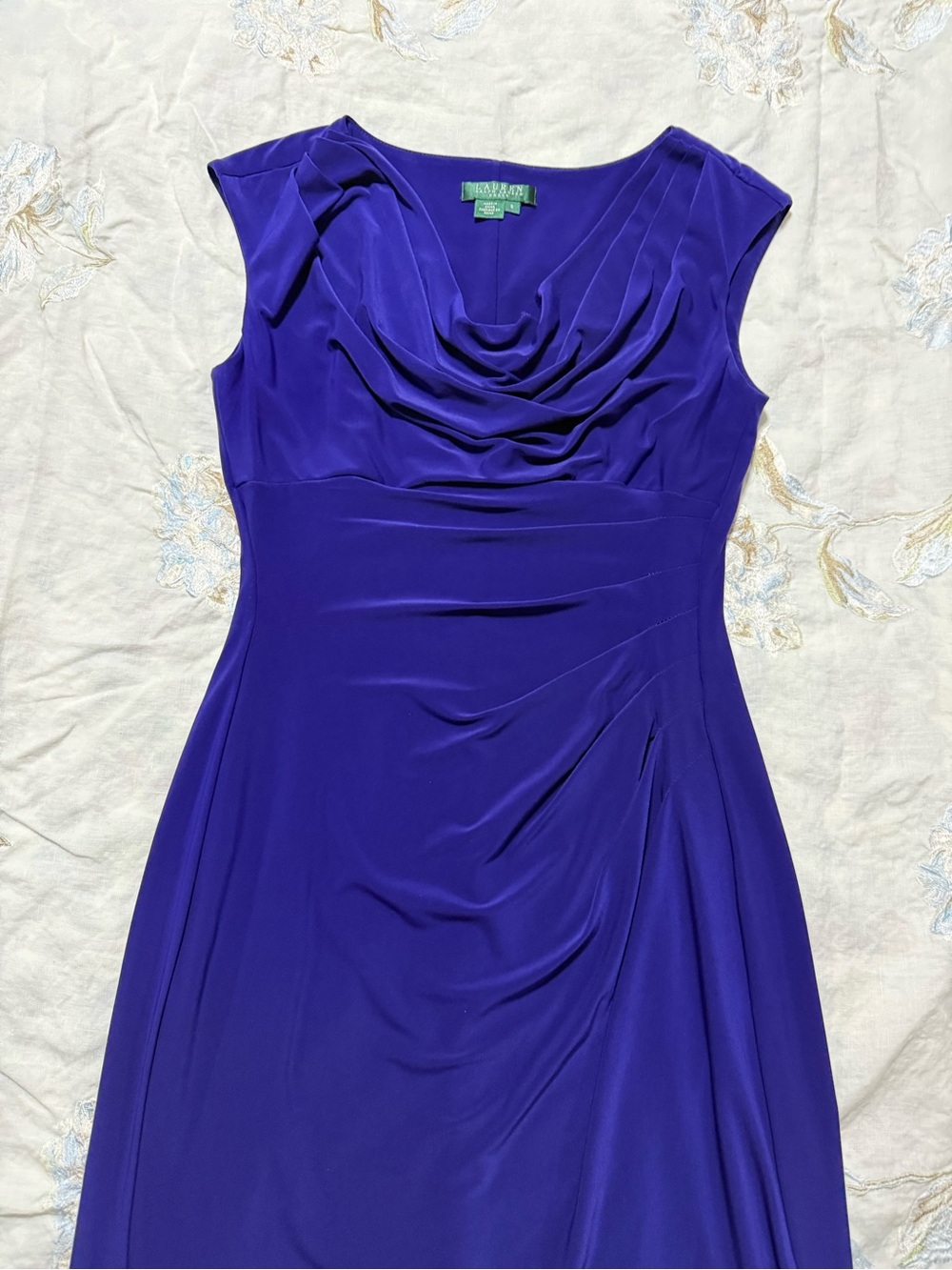 Lauren Ralph Lauren Royal Purple Cowl Neck Maxi Dress
